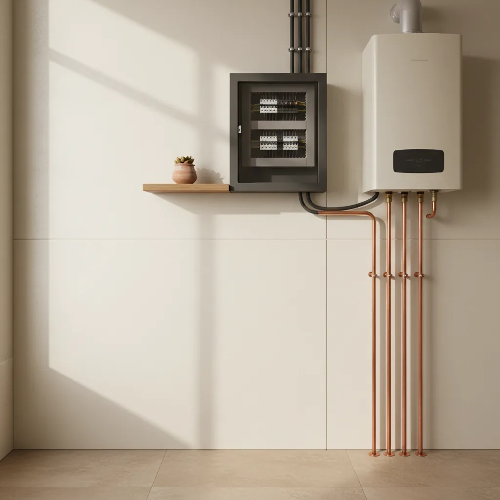 Cuadro eléctrico nuevo y bajante de fontanería en piso reformado en Bilbao