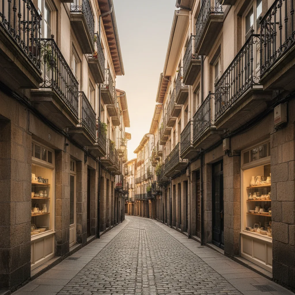 Calle del Casco Viejo de Bilbao con balcones tradicionales